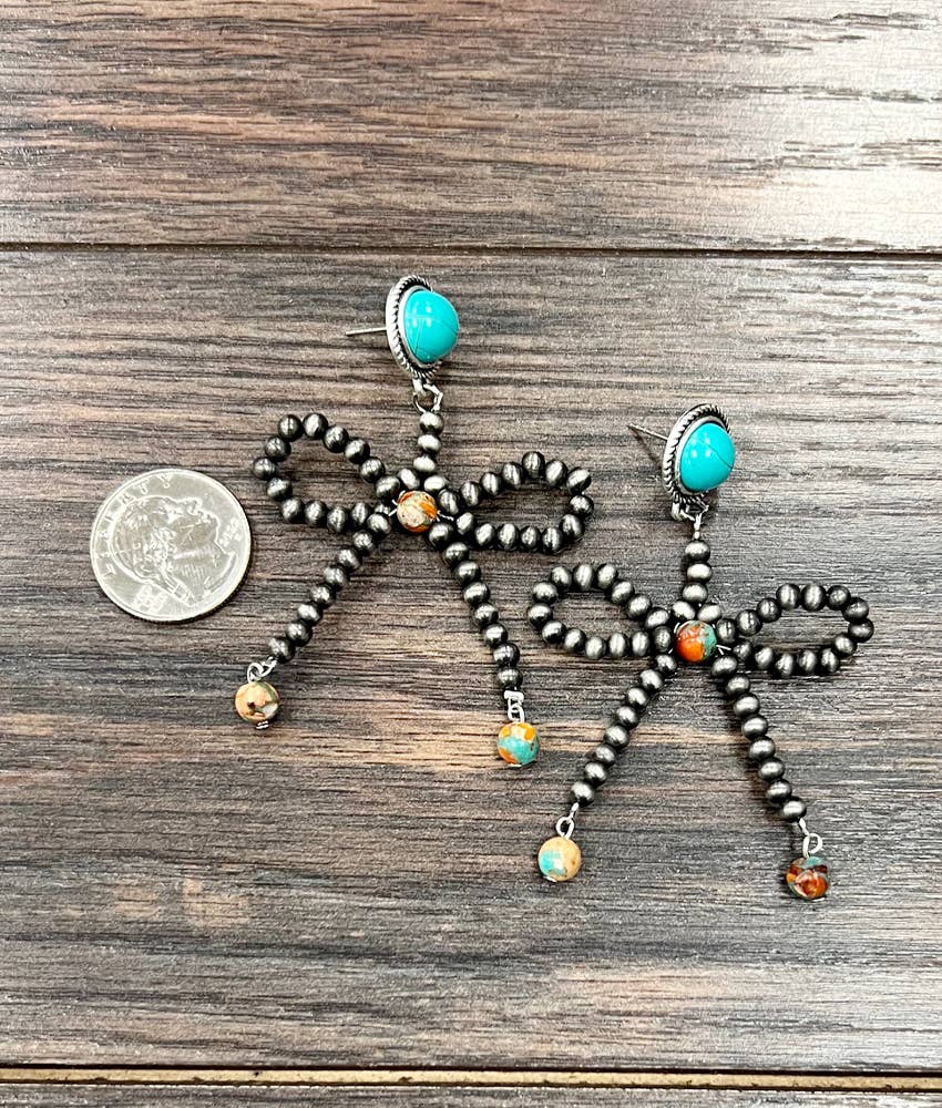 Turquoise & Navajo Bow Earrings
