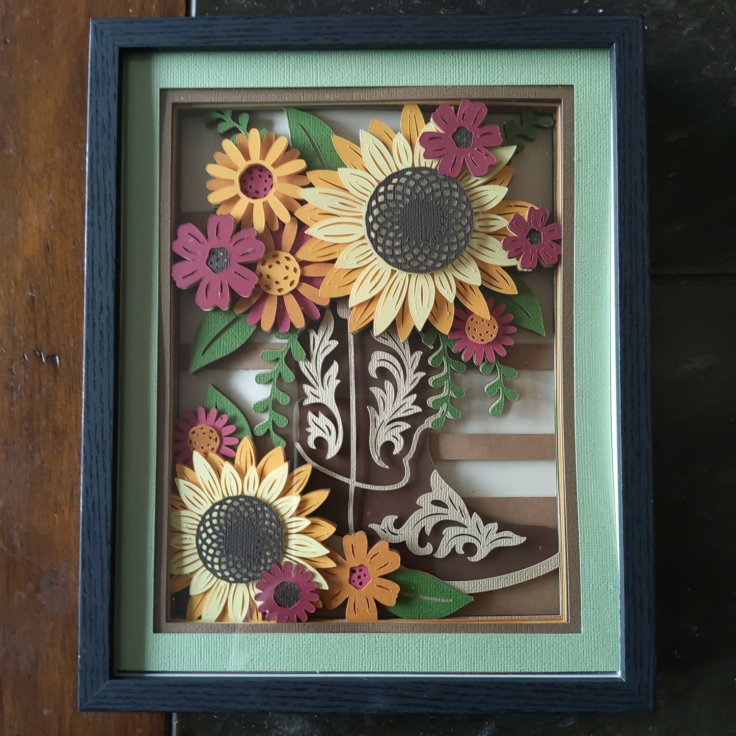 Sunflower Cowboy Boot 3d Multilayered Picture