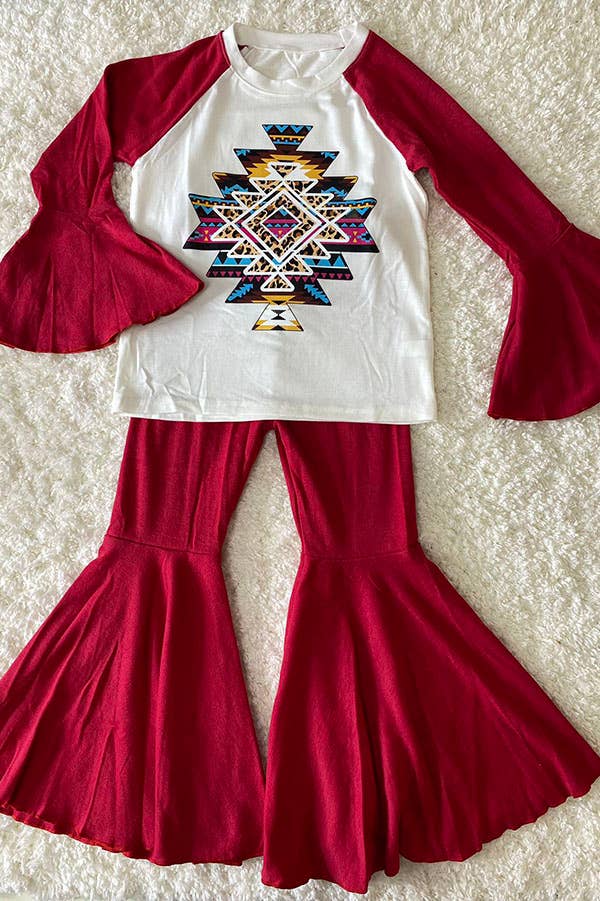 Little Cowgal Red Aztec Set