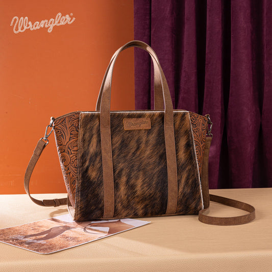 Wrangler Cowhide Leather Tooled Handbag