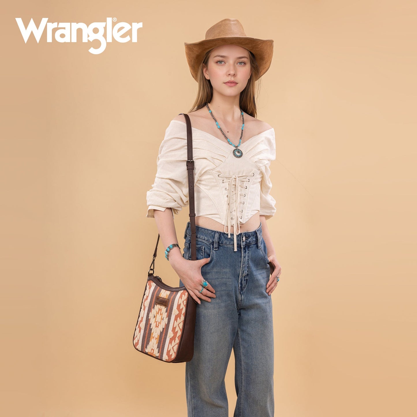 Wrangler Coffee Aztec Sherpa Handbag Family