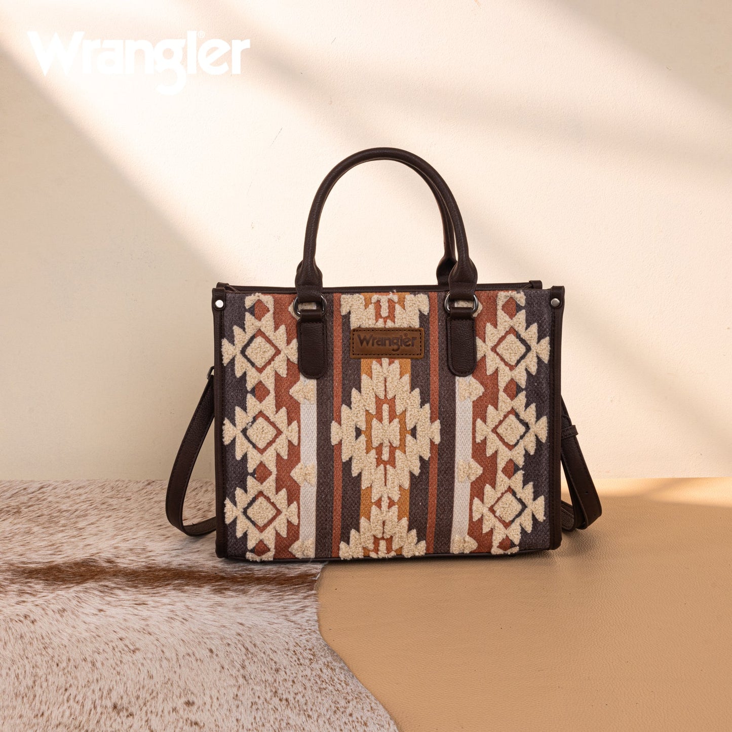 Wrangler Coffee Aztec Sherpa Handbag Family