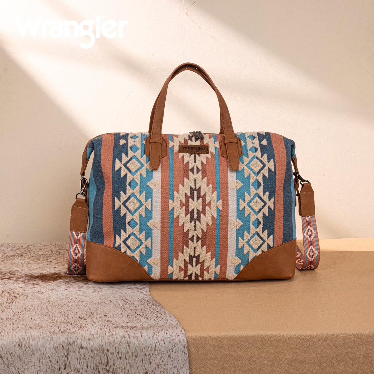 Peachy Teal Sherpa Aztec Handbag Family