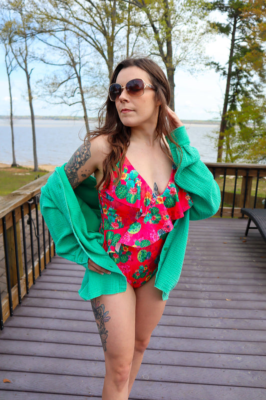Travis Surplice Flounce Swimsuit