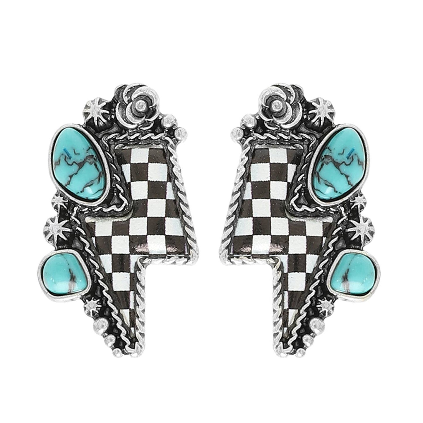 Checkered Thunder Earring