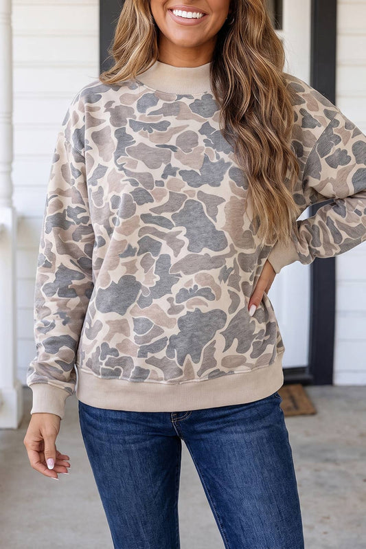 Camo Mock Neck Top
