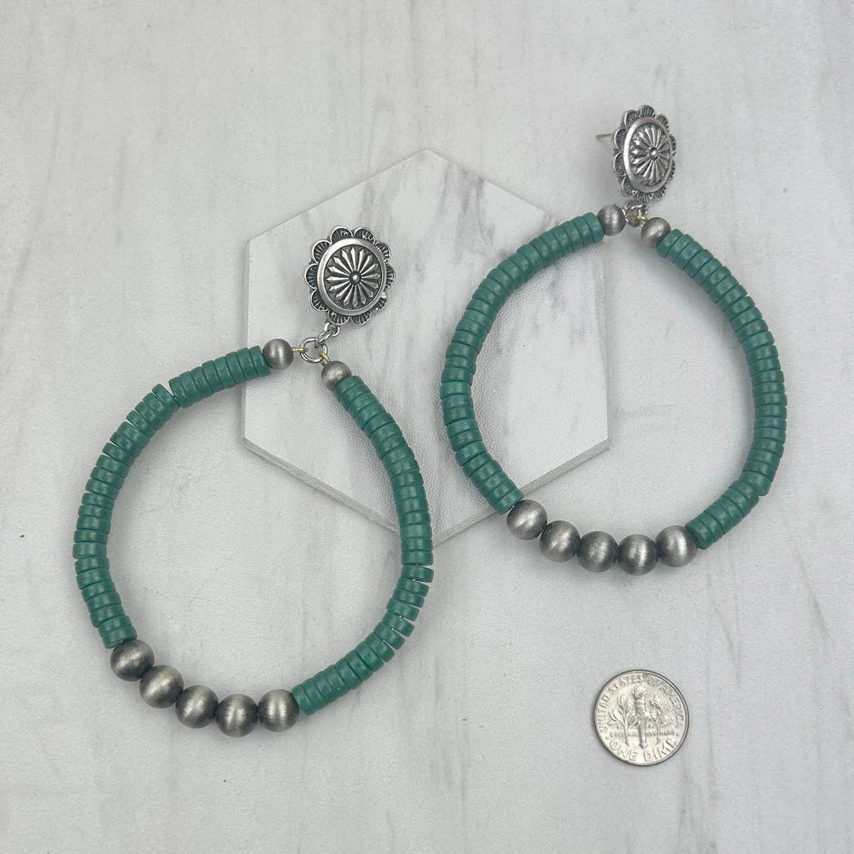 TURQUOISE NAVAJO BEAD HOOPS