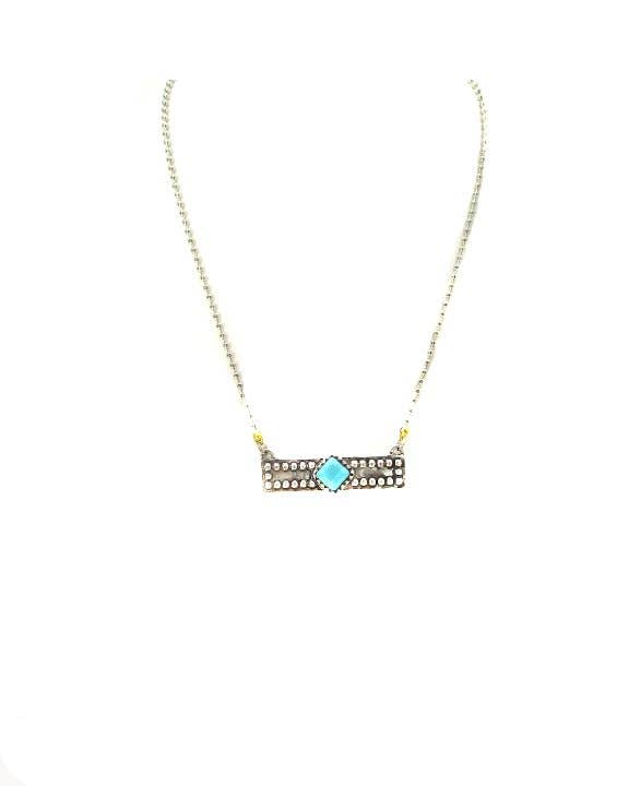 Turquoise Stone Bar Necklace