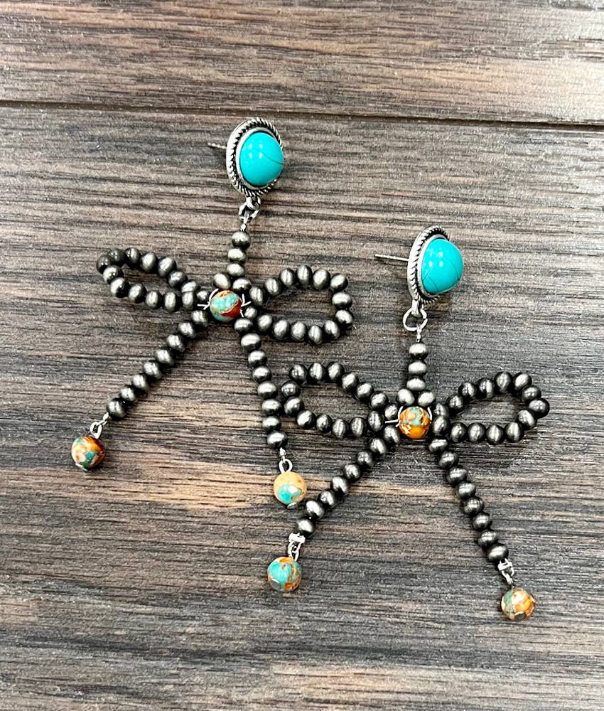 Turquoise & Navajo Bow Earrings