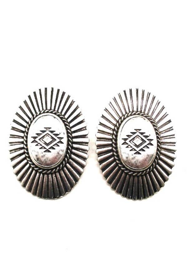Aztec Concho Oval Studs