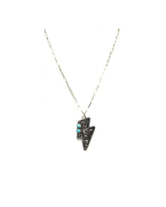 Western Scroll Lightning Bolt Necklace