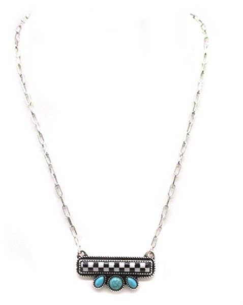 Checkered Bar Necklace