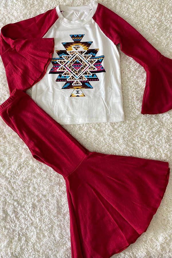 Little Cowgal Red Aztec Set
