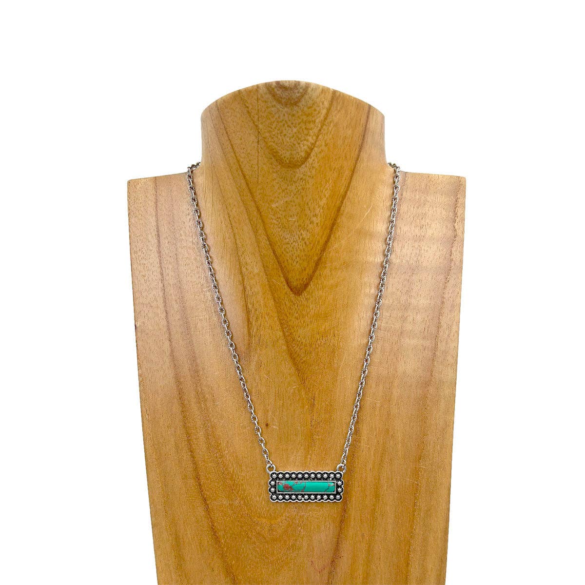 TURQUOISE BAR PENDANT NECKLACE
