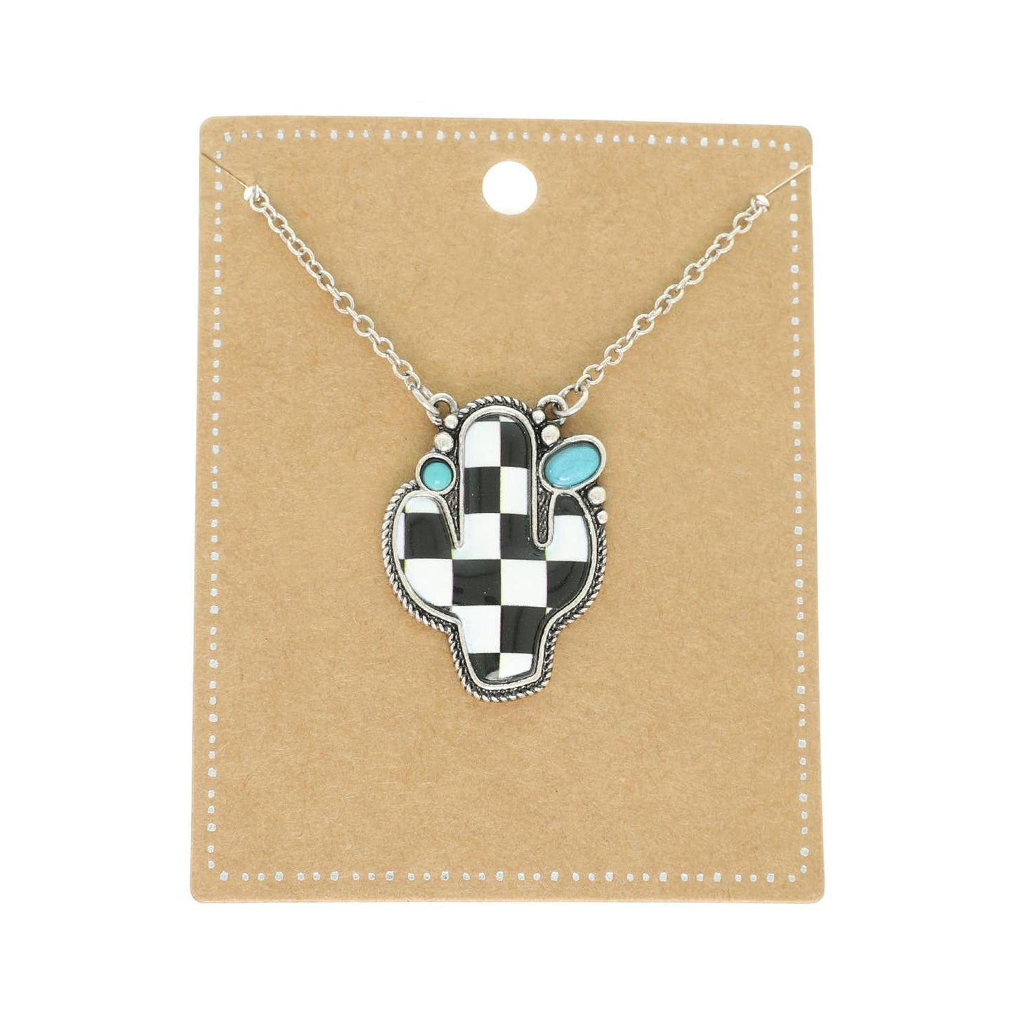 Turquoise Checker Cactus Necklace