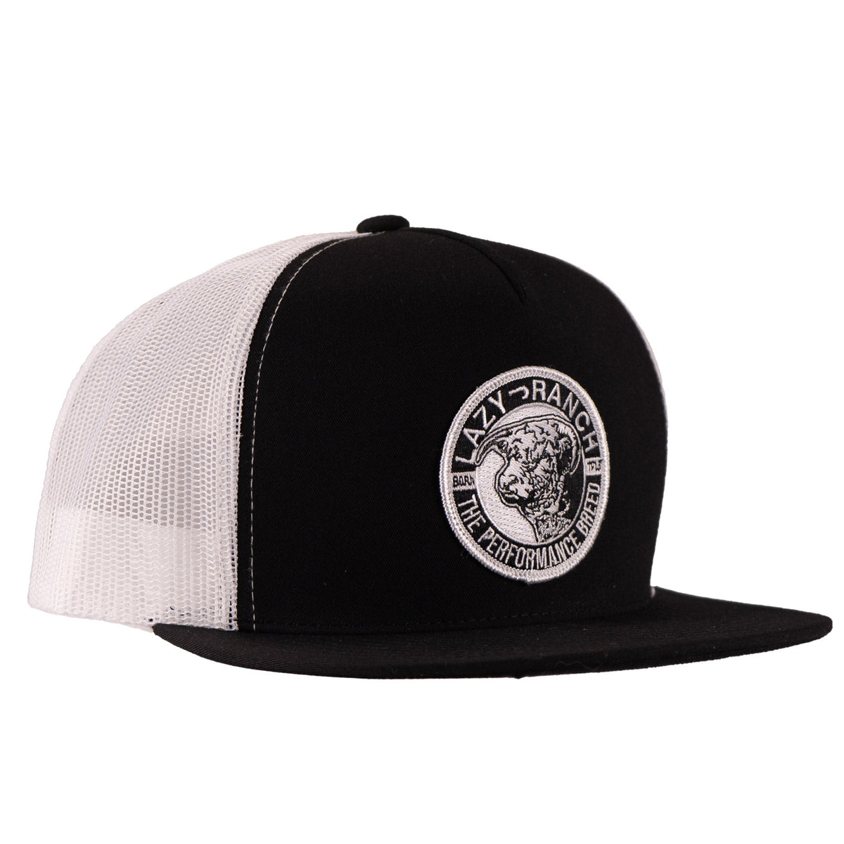 Lazy J Ranch Black & White Performance Breed Classic Five Panel Trucker Hat