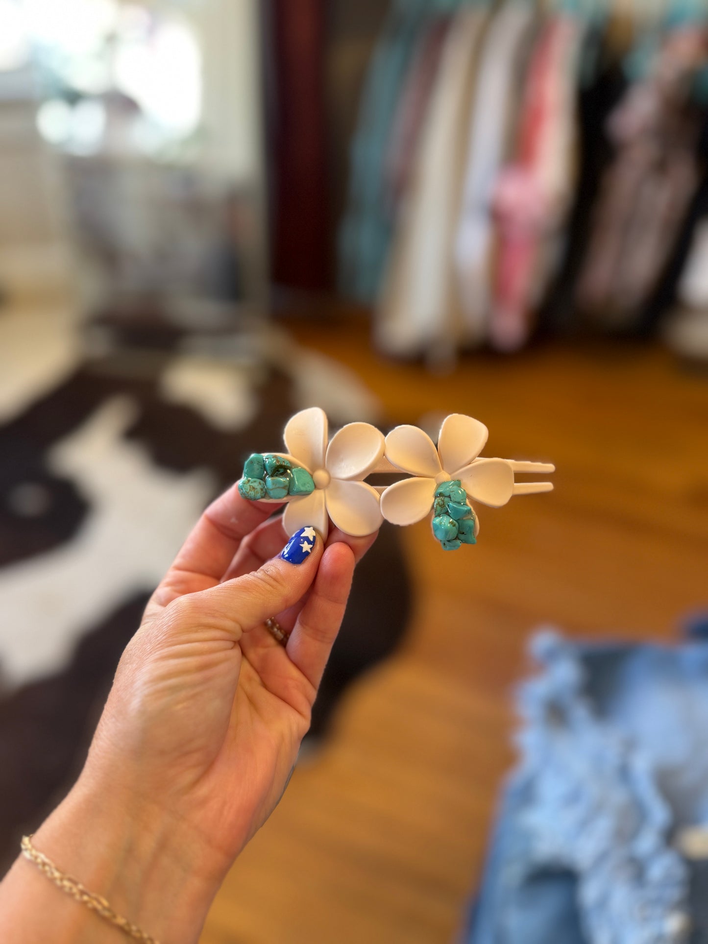 Turquoise Stone Claw Clips