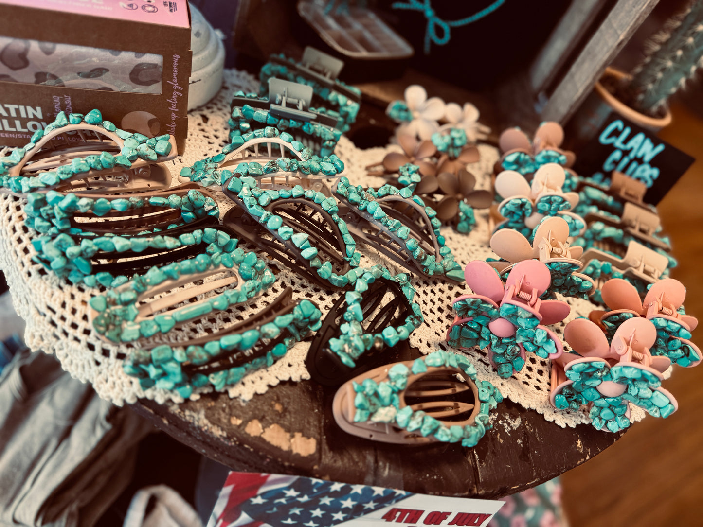 Turquoise Stone Claw Clips