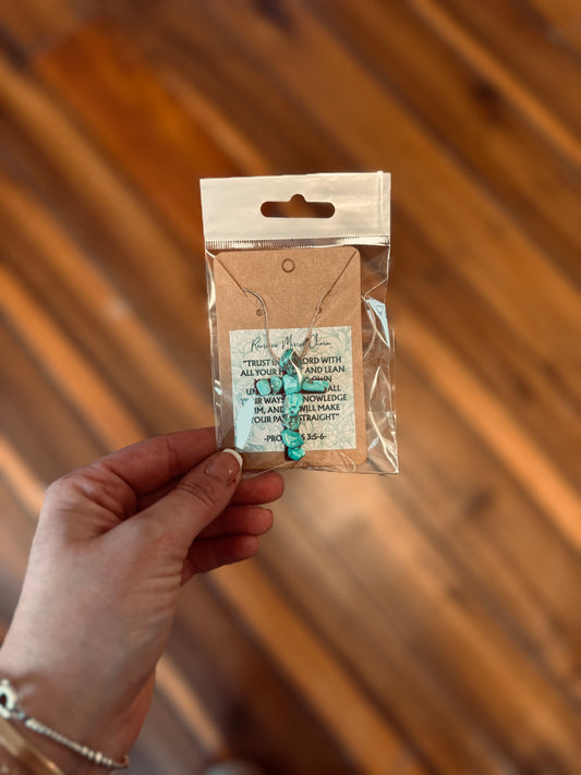 Rearview Mirror Turquoise Cross Charm