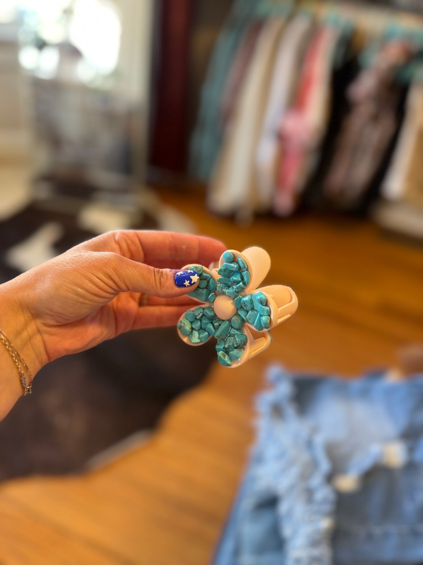 Turquoise Stone Claw Clips