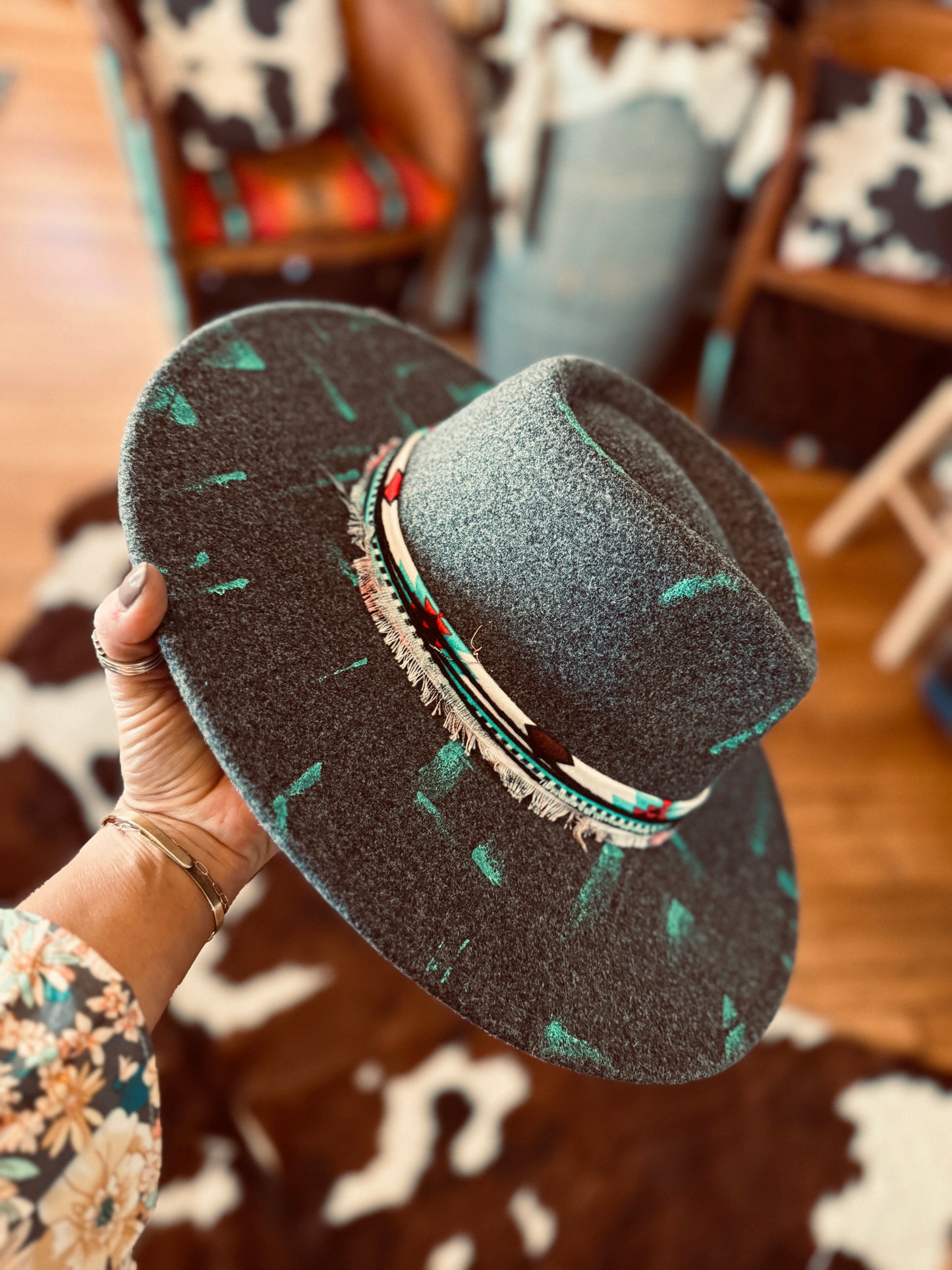 Teal Aztec Fedora