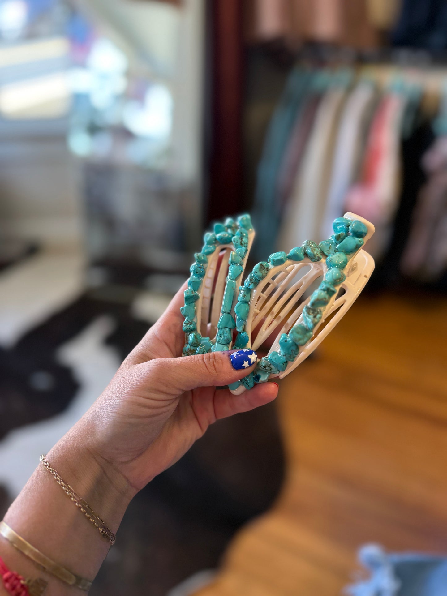 Turquoise Stone Claw Clips