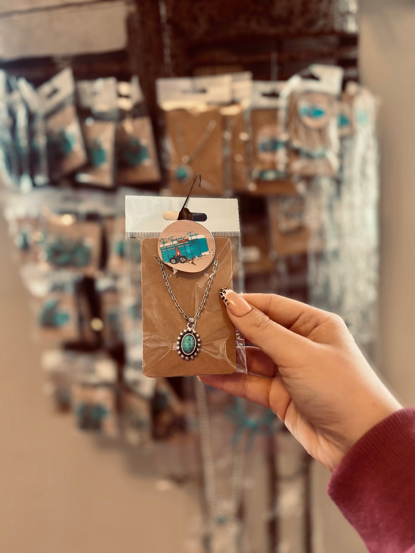 16" 8mm Oval Turquoise Necklace