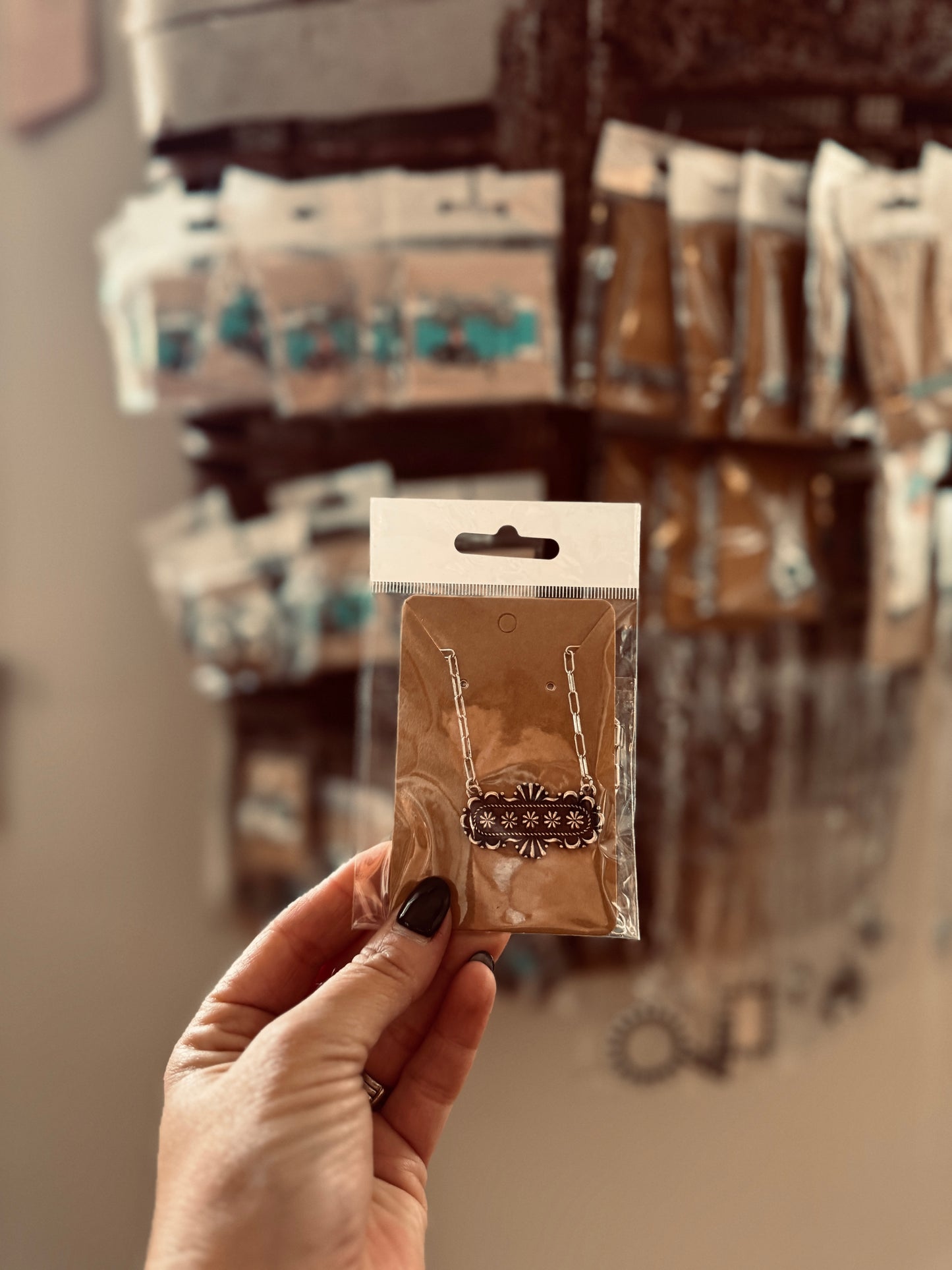 Western Concho Oval Bar Necklace