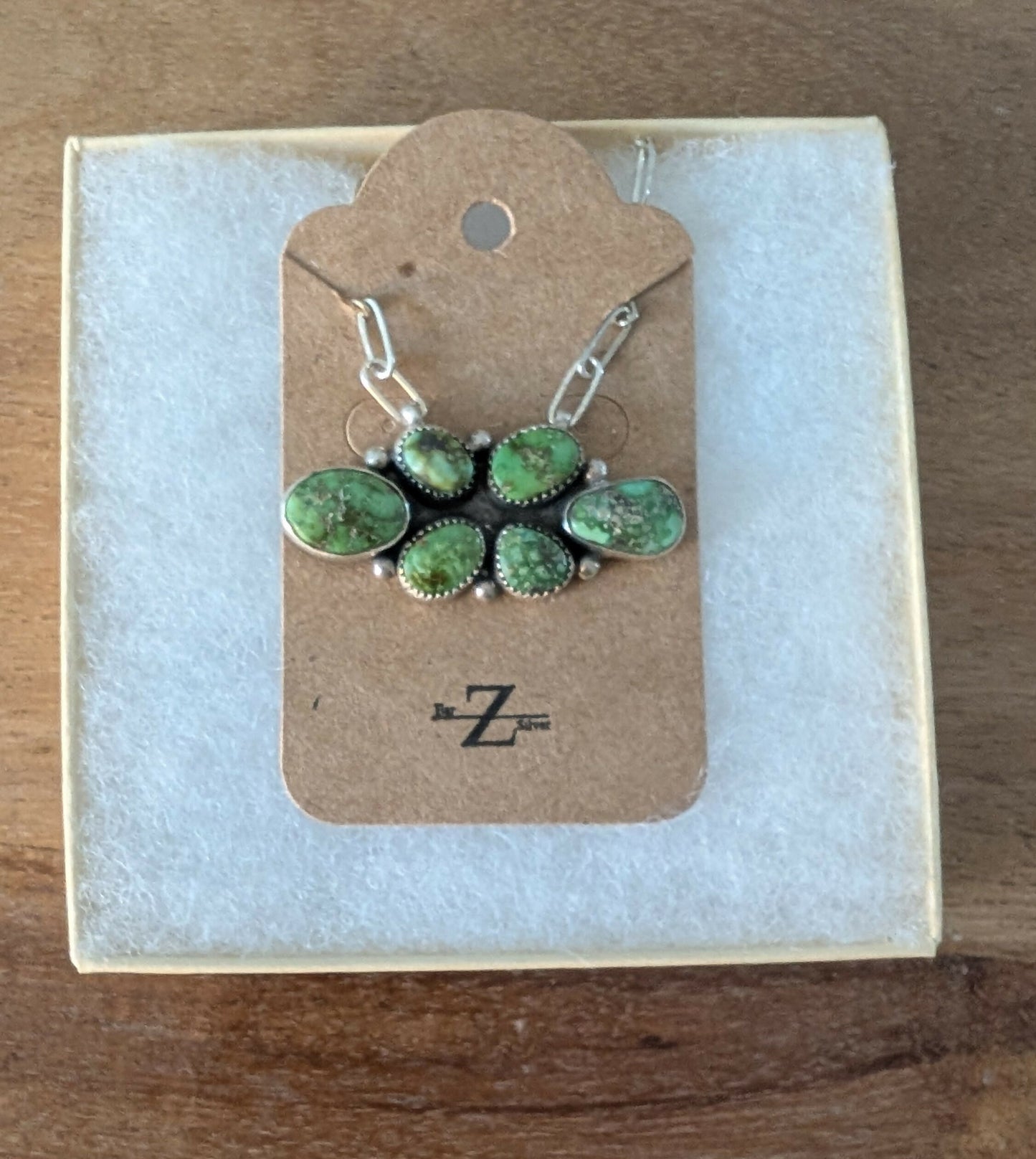 Silver and green turquoise necklace