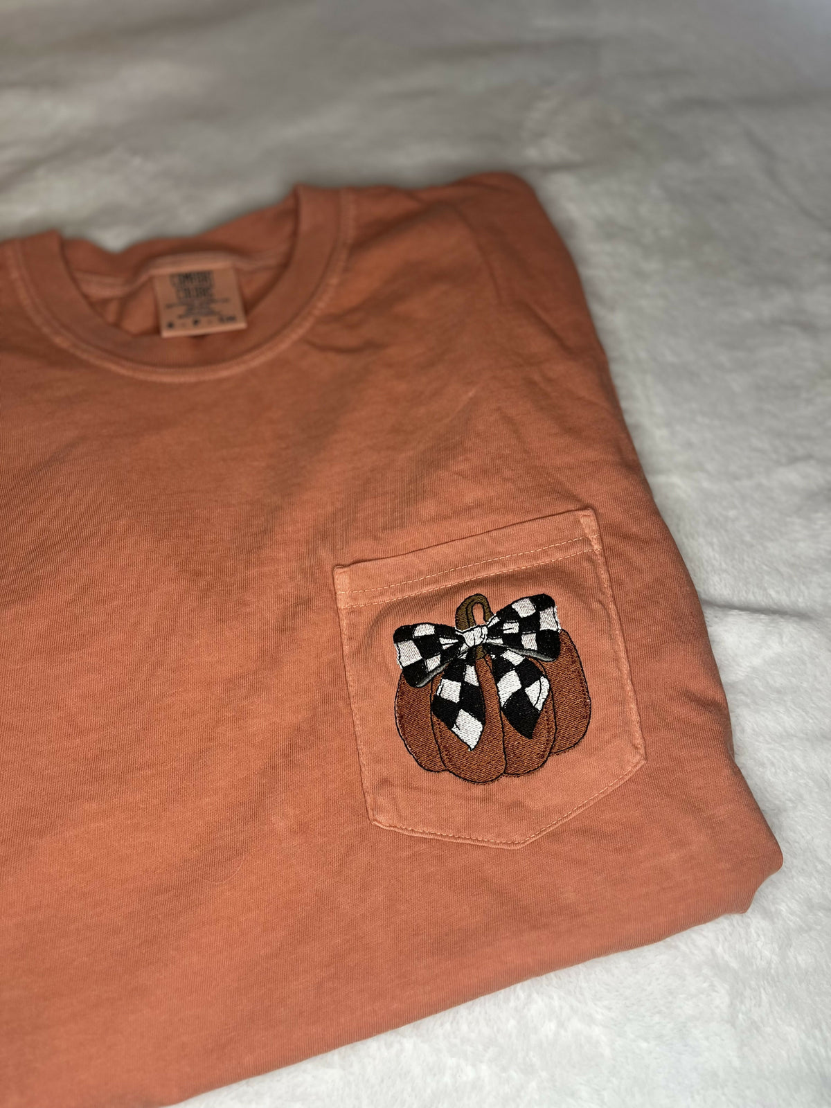 Pumpkin W/ Checkered Bow