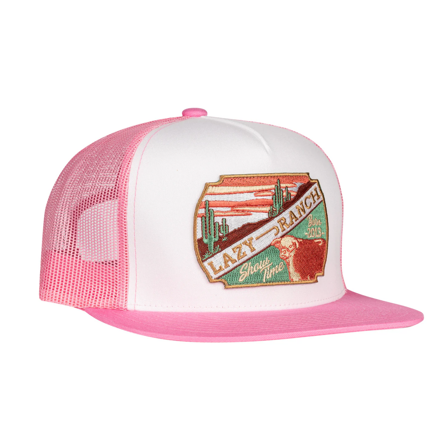 Lazy J Ranch Pink & White Desert Show Time Classic Five Panel Trucker Hat