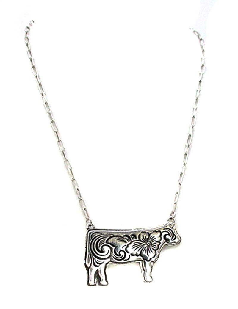 Western Scroll Cow Necklace