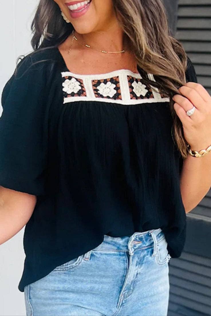 Crochet Short Sleeve Blouse