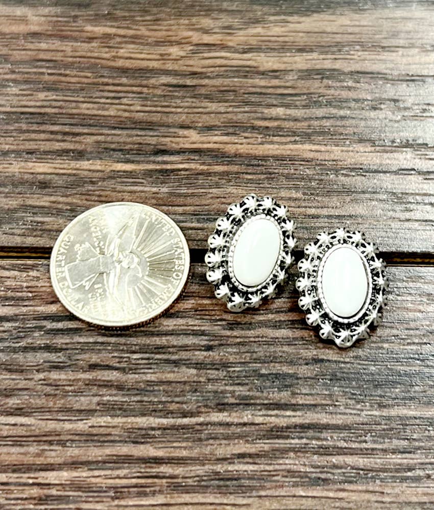 Oval White Turquoise Studs