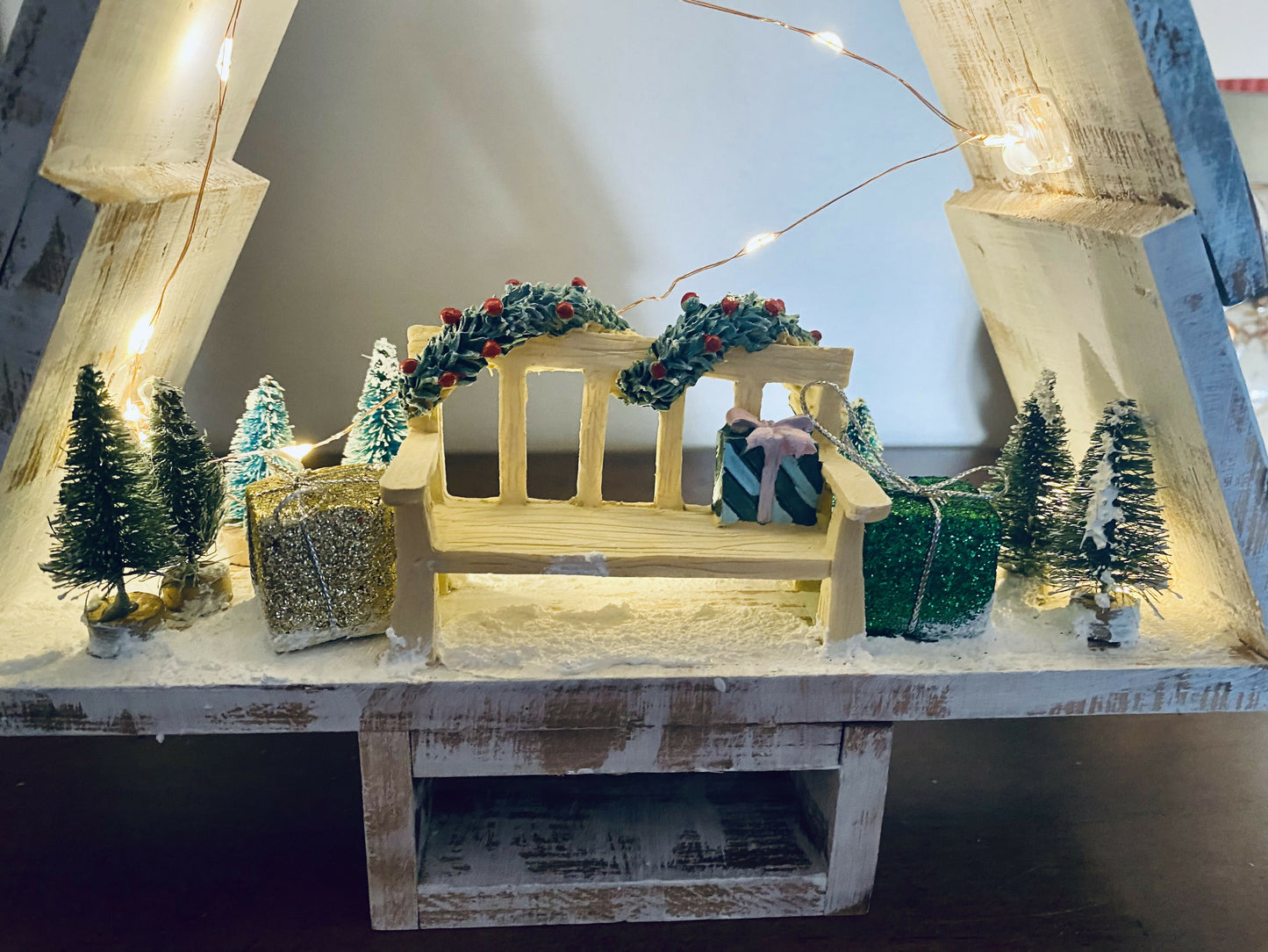 Wooden Tree Lighted Outdoor Scene