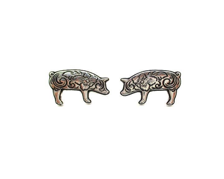Etched Pig Studs