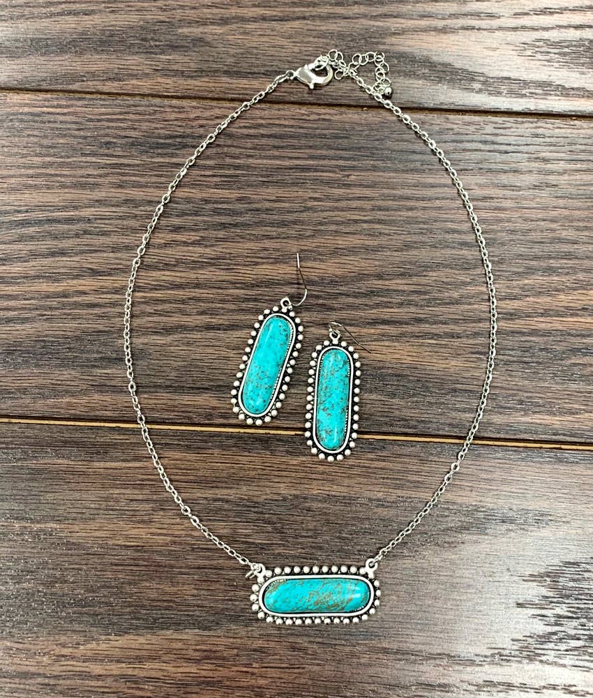 Turquoise Necklace Earrings Set