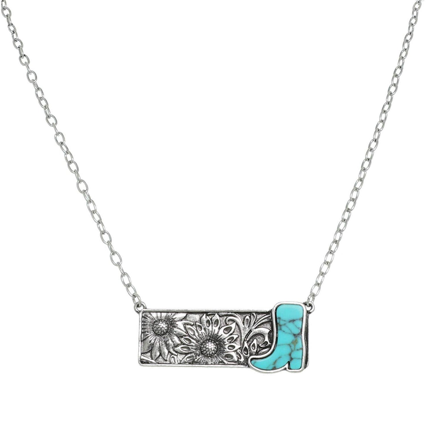 Turquoise Cowboy Boot Necklace
