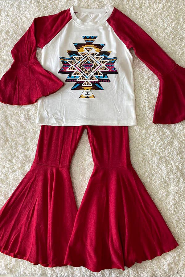 Little Cowgal Red Aztec Set