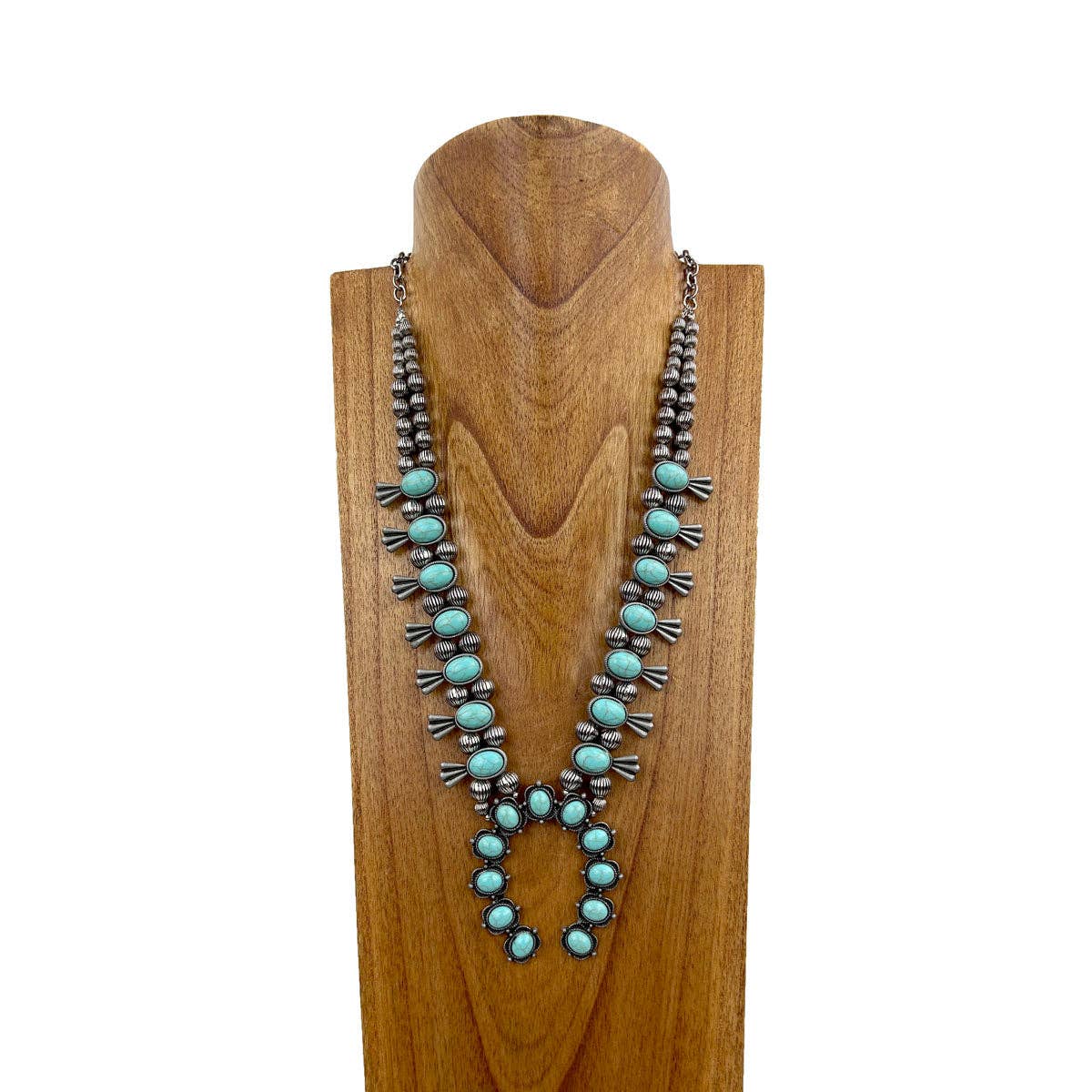 TURQUOISE SQUASH BLOSSOM NECKLACE