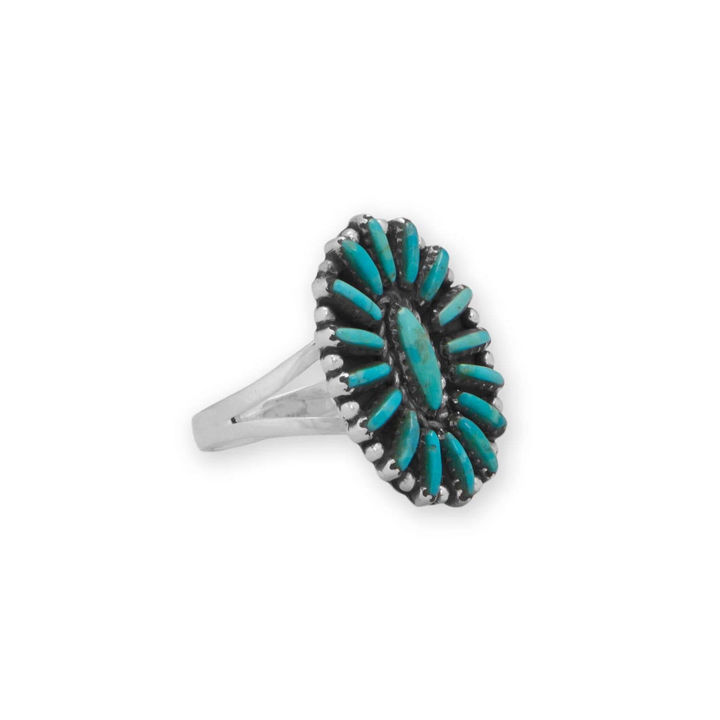 Oval Turquoise Flower Ring