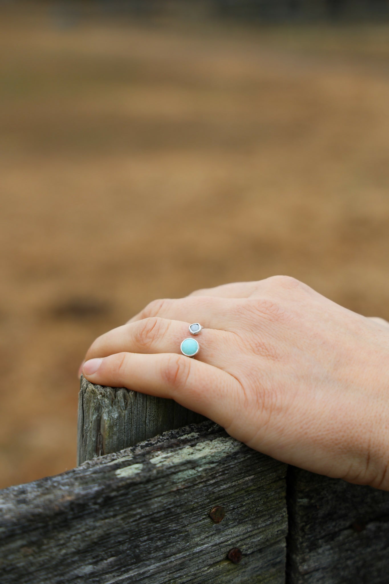 Kingman Turquoise & Opal Ring Size 9 Adjustable