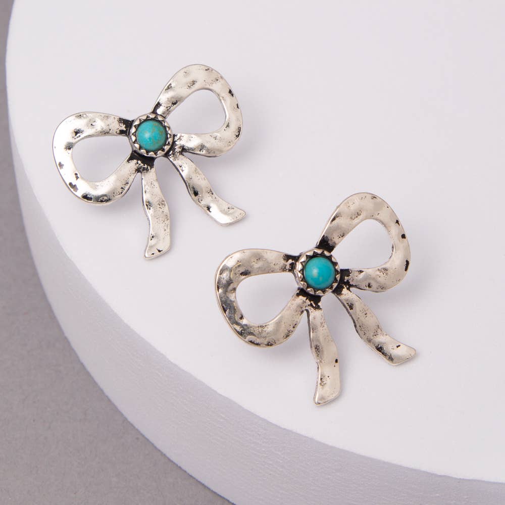 Turquoise Bow Dangle Earrings