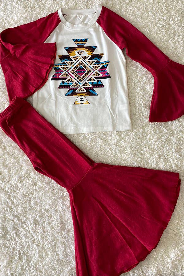 Little Cowgal Red Aztec Set