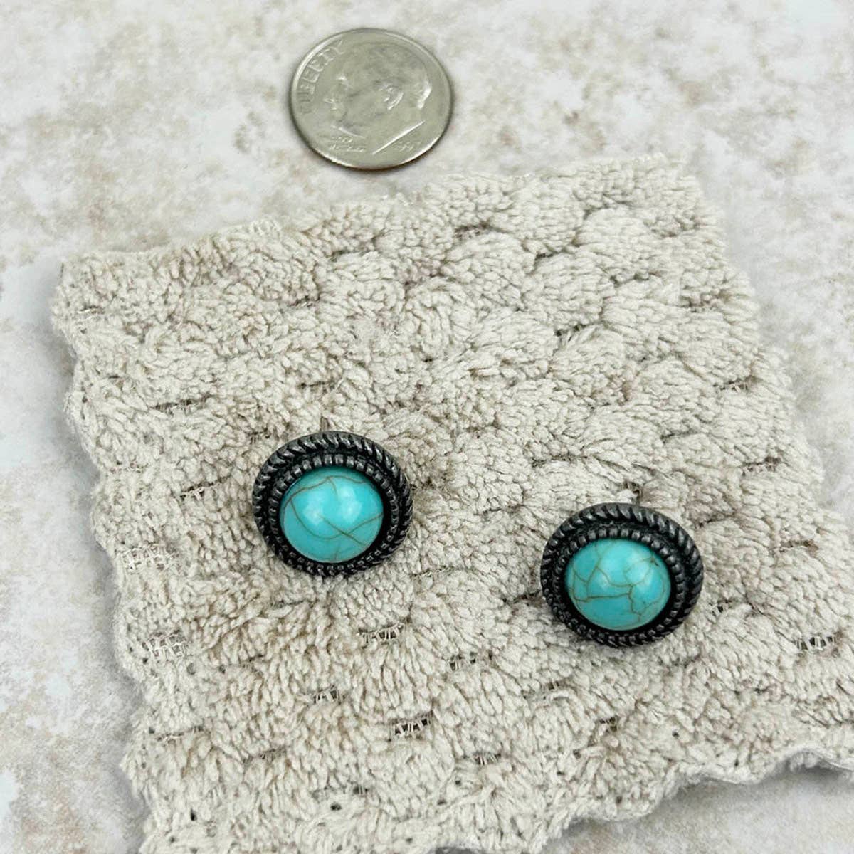ANTIQUE SILVER TURQ STUDS