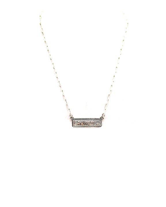 Western Scroll Dainty Bar Necklace
