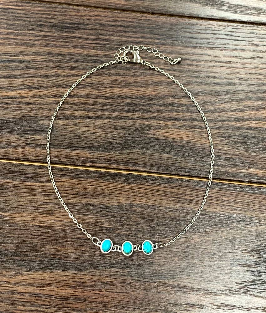Sideway Oval Turquoise Necklace
