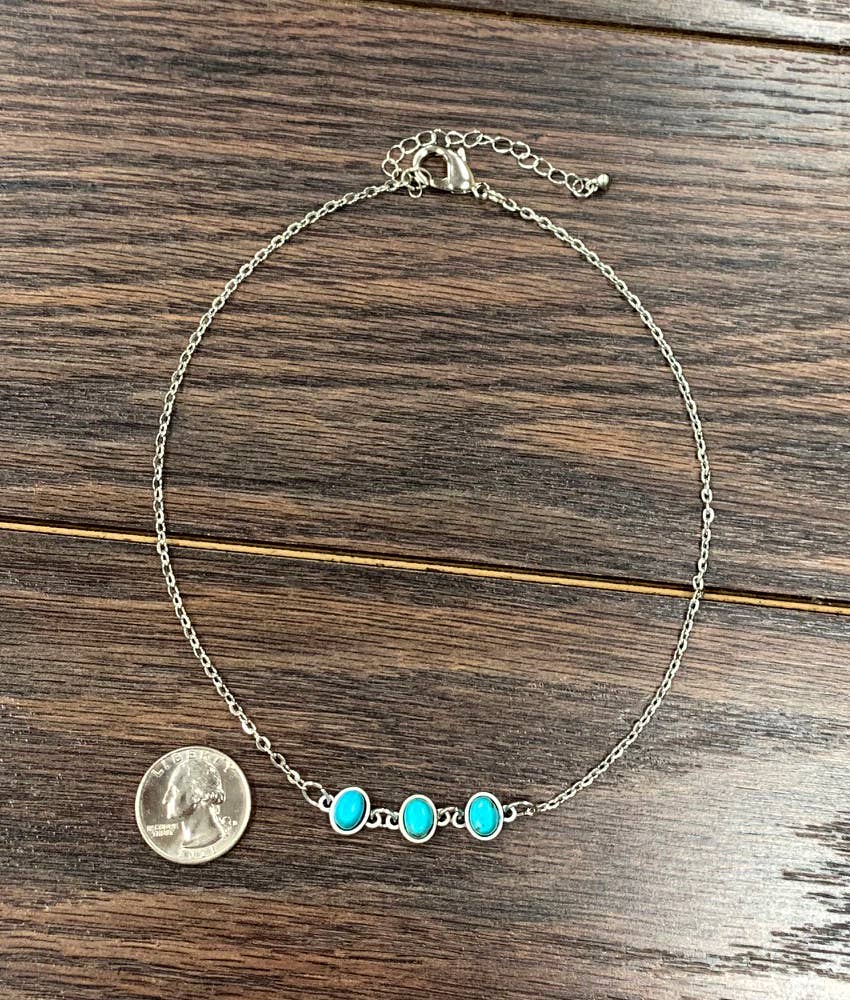 Sideway Oval Turquoise Necklace