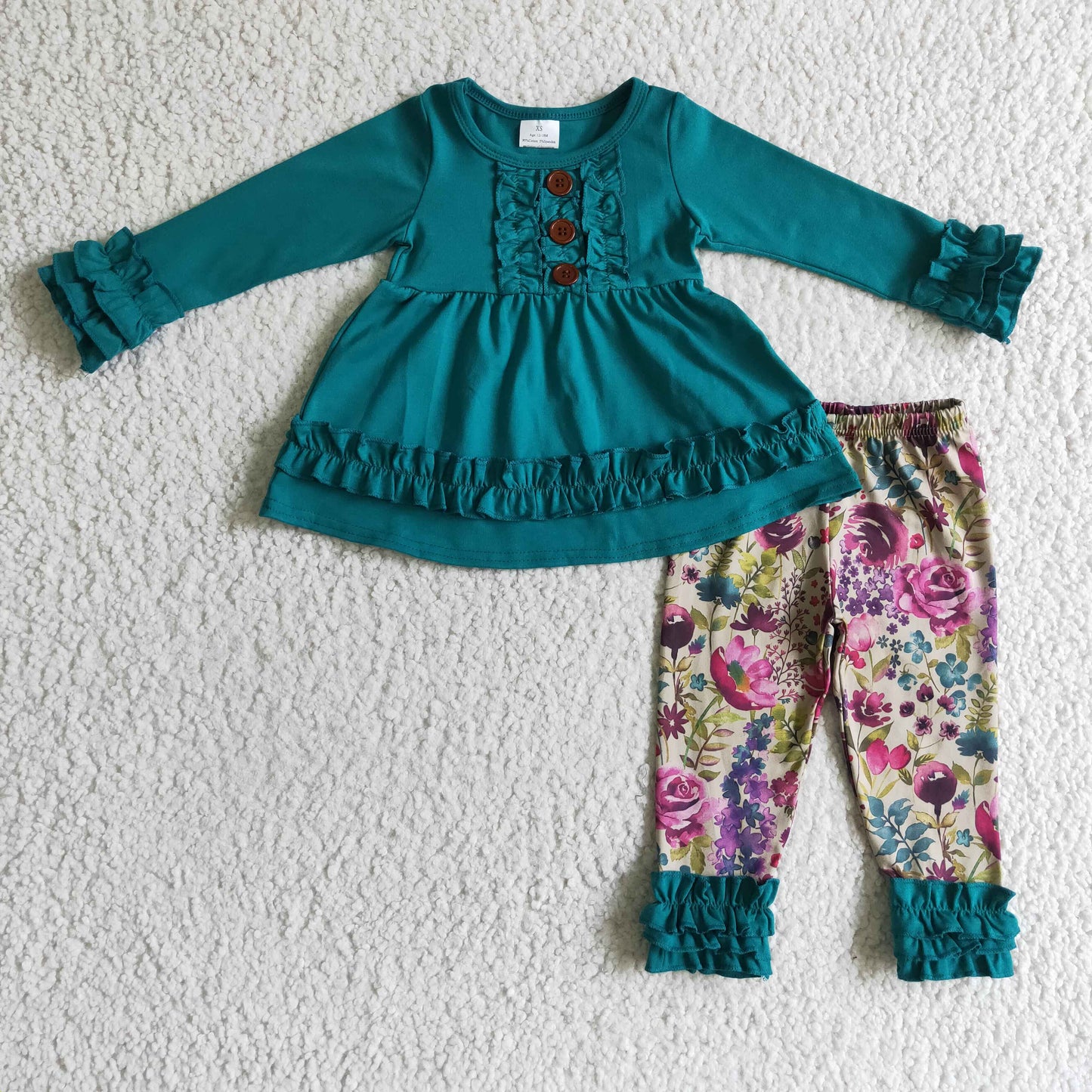 TEAL FLORAL GIRL SET