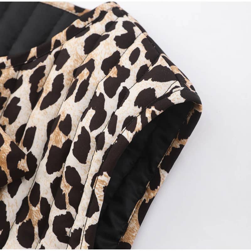 Leopard Ribbon Quilted Vest *REVERSIBLE*